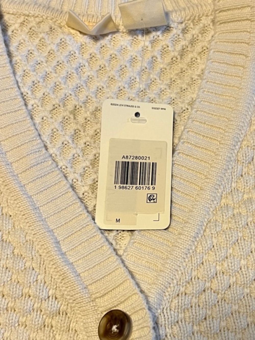 Levi's Cream Knit Button-Front Women's Cardigan - Picture 2 of 4